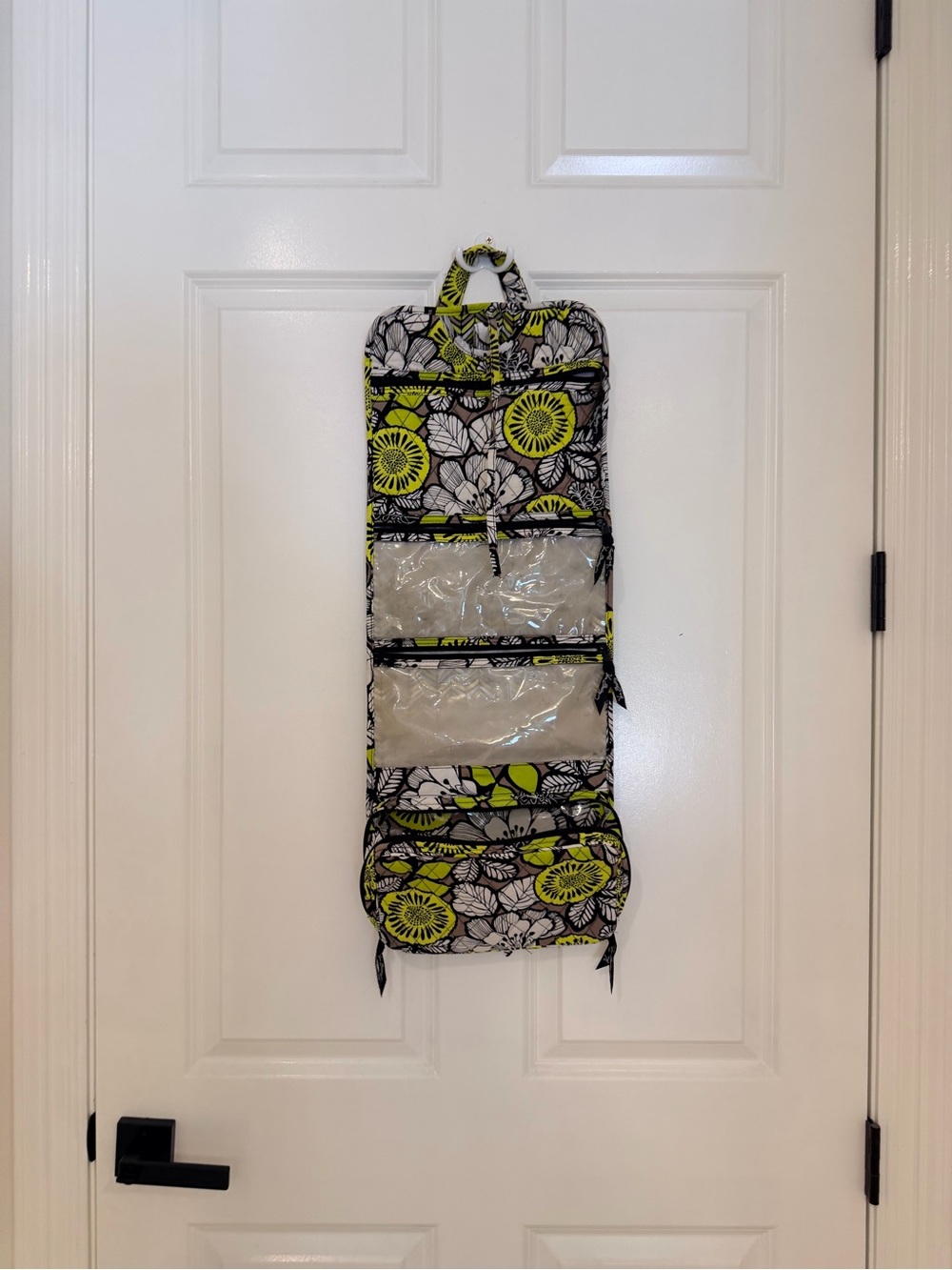 Vera Bradley Hanging Floral Makeup Organizer in Black, White & Lime